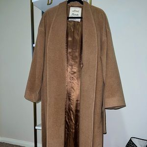 Aritzia Wilfred Camel Brown Shawl-Collar Wool Pea Coat